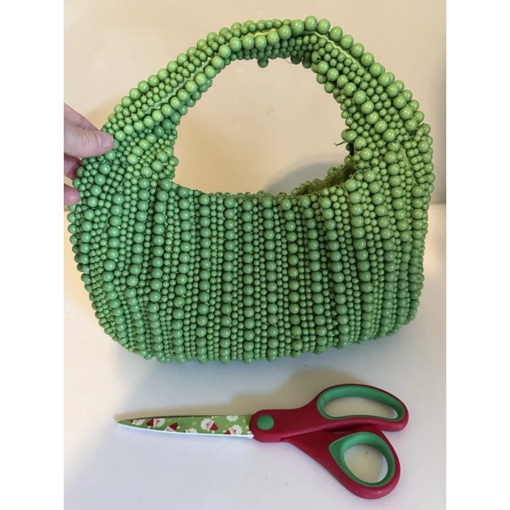 Boho Lime Green Beaded Handbag